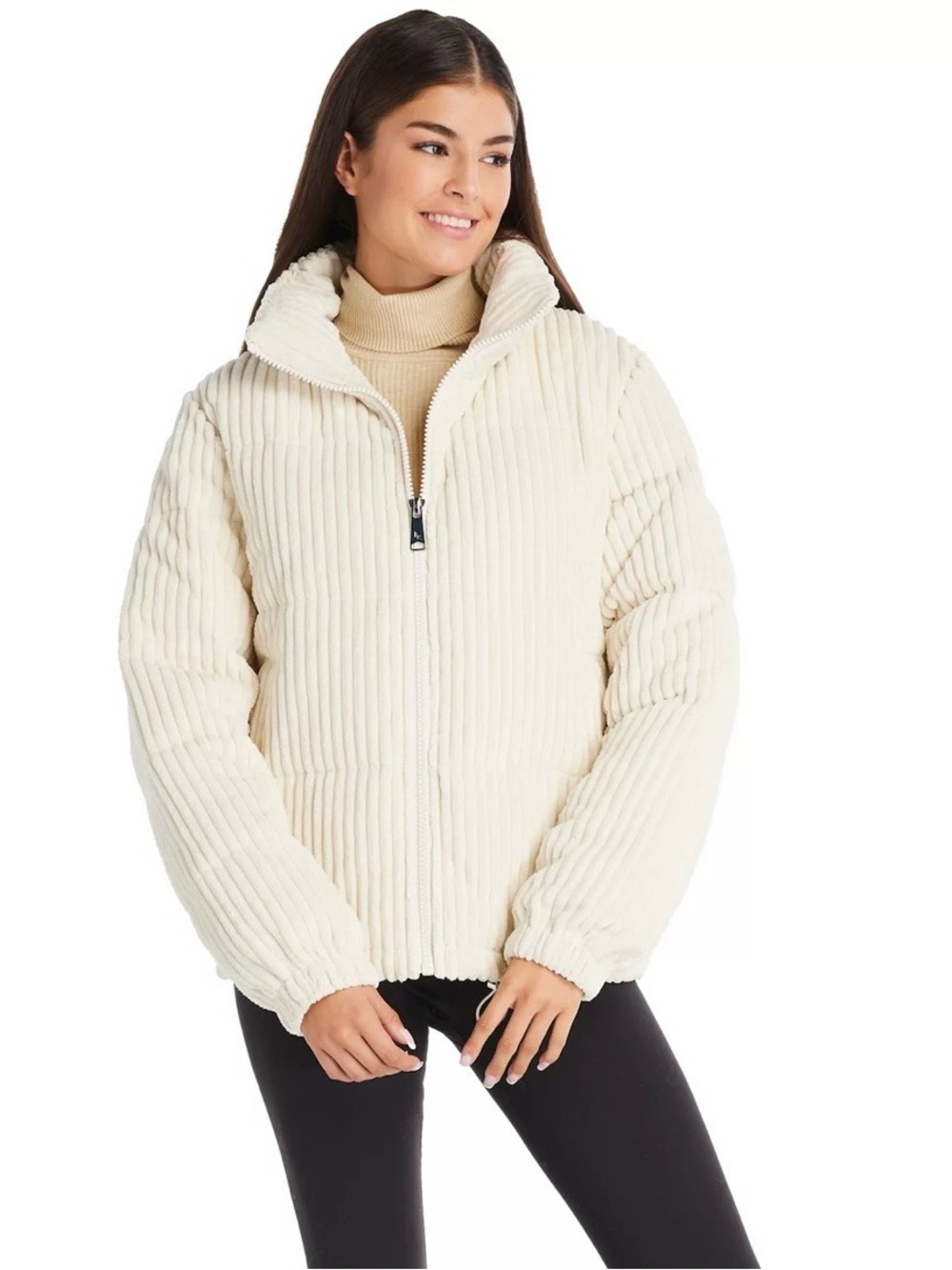 Koolaburra by UGG Cream Ribbed Corduroy Puffer Jacket